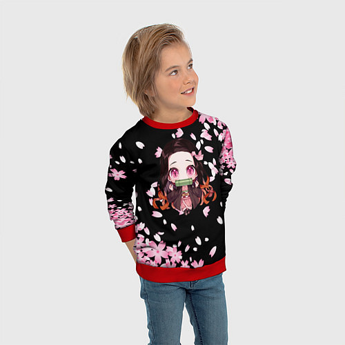 Детский свитшот NEZUKO НЕЗУКО / 3D-Красный – фото 3