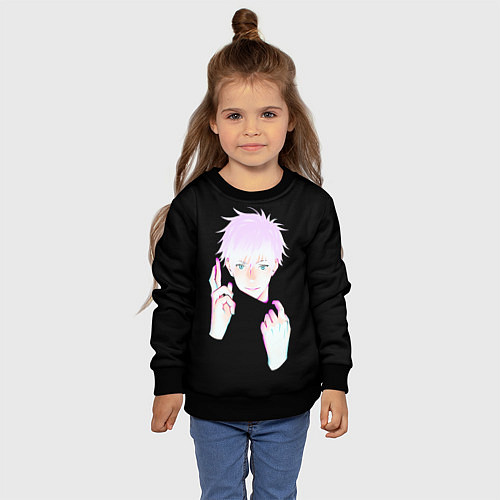 Детский свитшот ГОДЖО САТОРУ GOJO SATORU / 3D-Черный – фото 4