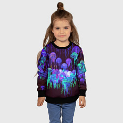 Свитшот детский Неоновые медузы, цвет: 3D-черный — фото 2