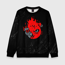 Свитшот детский CYBERPUNK 2077 КОТ КИАНУ РИВЗ, цвет: 3D-черный