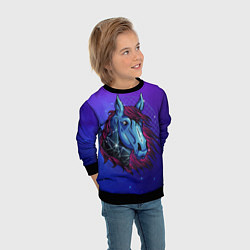 Свитшот детский Retrowave Neon Horse, цвет: 3D-черный — фото 2