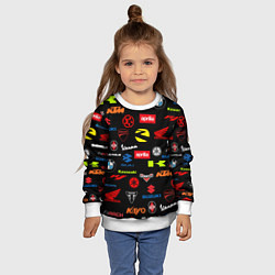 Свитшот детский Motorcycle pattern Мото паттерн Z, цвет: 3D-белый — фото 2
