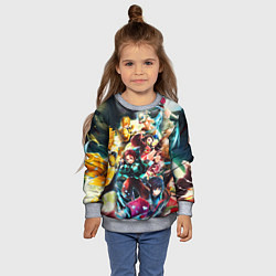 Свитшот детский КЛИНОК РАССЕКАЮЩИЙ ДЕМОНОВ ПЕРСОНАЖИ, цвет: 3D-меланж — фото 2