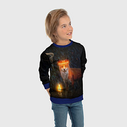 Свитшот детский Лиса с огненной короной, цвет: 3D-синий — фото 2