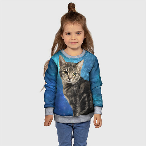 Детский свитшот Кот Космос / 3D-Меланж – фото 4