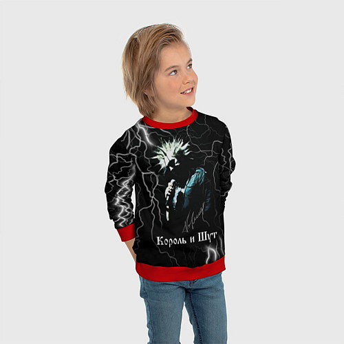 Детский свитшот Король и Шут: молния / 3D-Красный – фото 3