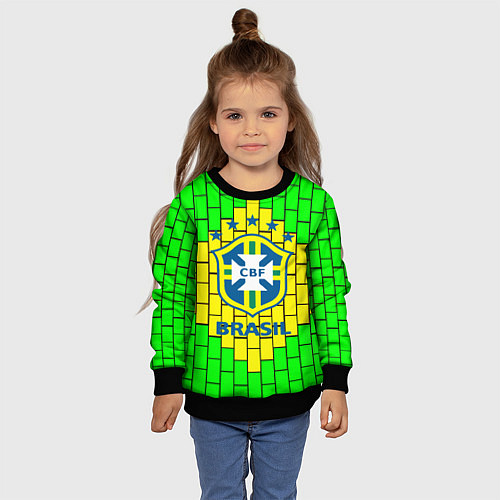 Детский свитшот Сборная Бразилии / 3D-Черный – фото 4