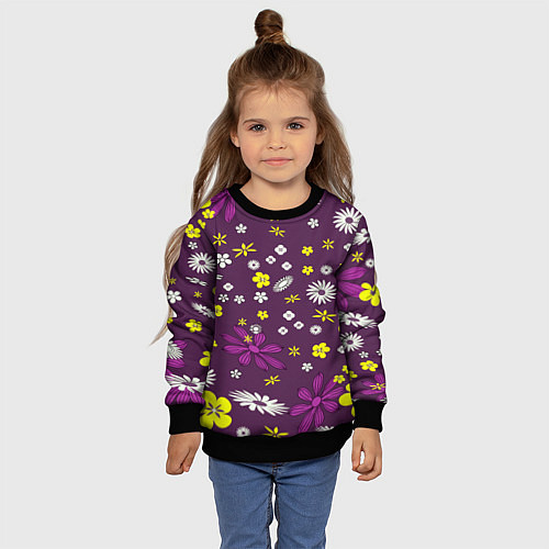 Детский свитшот Цвета цветов дизайн / 3D-Черный – фото 4