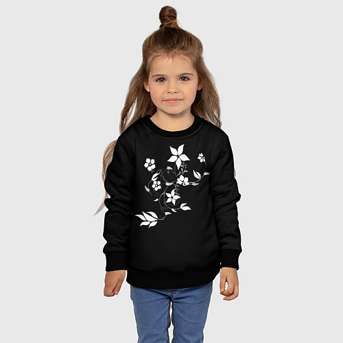 Детский свитшот Цвета цветов черное / 3D-Черный – фото 4