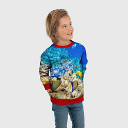 Свитшот детский Морской мир, цвет: 3D-красный — фото 2