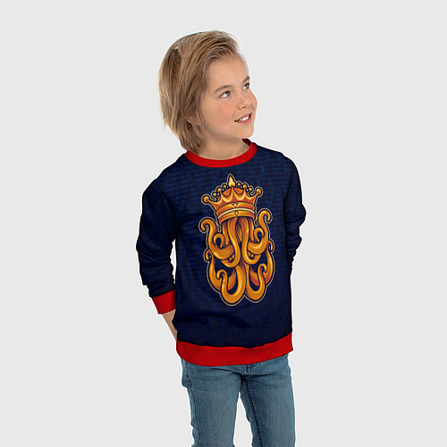 Детский свитшот Кракен в короне / 3D-Красный – фото 3