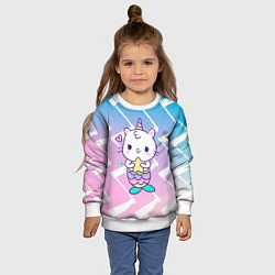 Свитшот детский Котик-рыбка-единорог, цвет: 3D-белый — фото 2