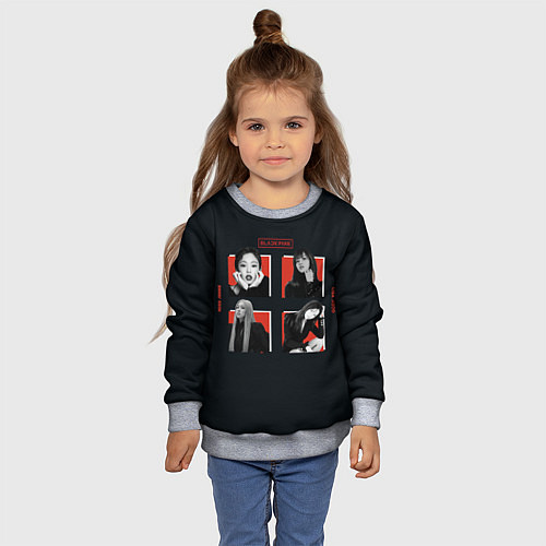 Детский свитшот BLACKPINK Red and black / 3D-Меланж – фото 4