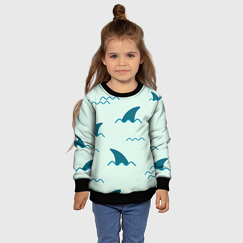 Детский свитшот Плавники акул / 3D-Черный – фото 4