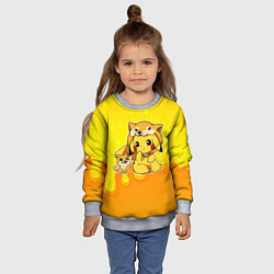 Свитшот детский Пикачу и корги, цвет: 3D-меланж — фото 2