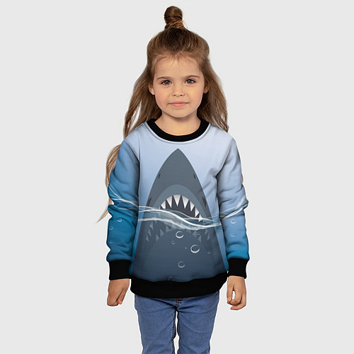 Детский свитшот Акула под водой / 3D-Черный – фото 4