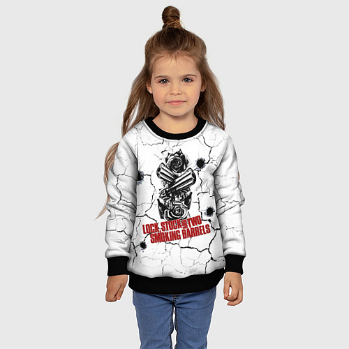 Детский свитшот Lock, money, two barrels $$$ / 3D-Черный – фото 4