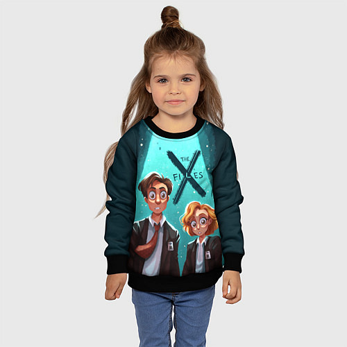 Детский свитшот Fox Mulder and Dana Scully / 3D-Черный – фото 4