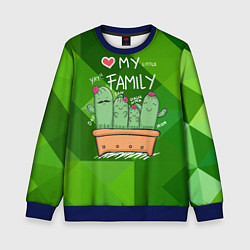 Свитшот детский Милая семья кактусов, цвет: 3D-синий
