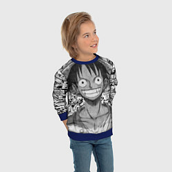 Свитшот детский Луфи улыбается one piece, цвет: 3D-синий — фото 2