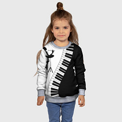Свитшот детский Черно Белое пианино, цвет: 3D-меланж — фото 2