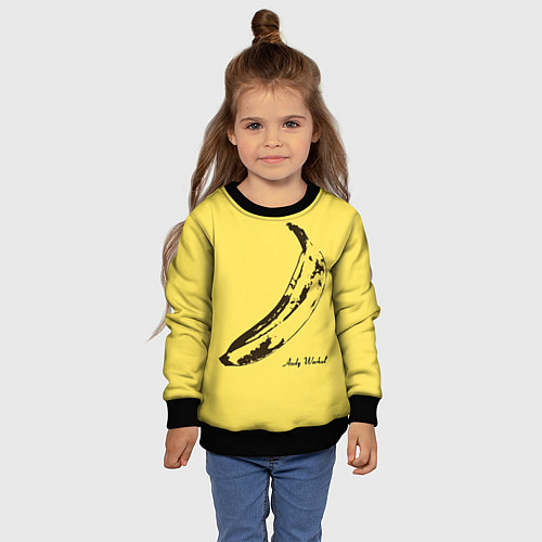 Детский свитшот Энди Уорхол - Банан / 3D-Черный – фото 4