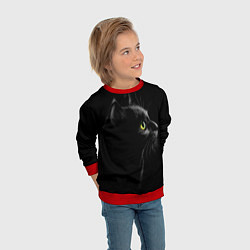 Свитшот детский Черный кот, цвет: 3D-красный — фото 2
