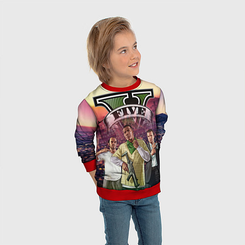 Детский свитшот GTA V TEAM FOREVER AND EVER / 3D-Красный – фото 3