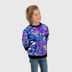 Свитшот детский Неоновые Звери, цвет: 3D-черный — фото 2