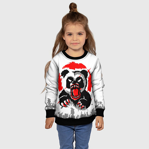 Детский свитшот Злая Кровавая Панда / 3D-Черный – фото 4