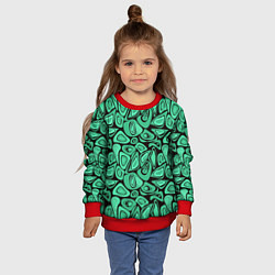 Свитшот детский Зеленый абстрактный узор, цвет: 3D-красный — фото 2