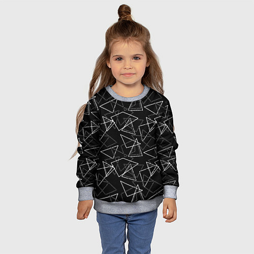 Детский свитшот Черно-белый геометрический / 3D-Меланж – фото 4
