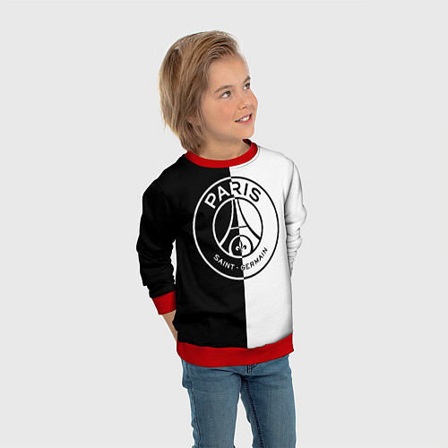 Детский свитшот ФК ПСЖ PSG BLACK & WHITE / 3D-Красный – фото 3