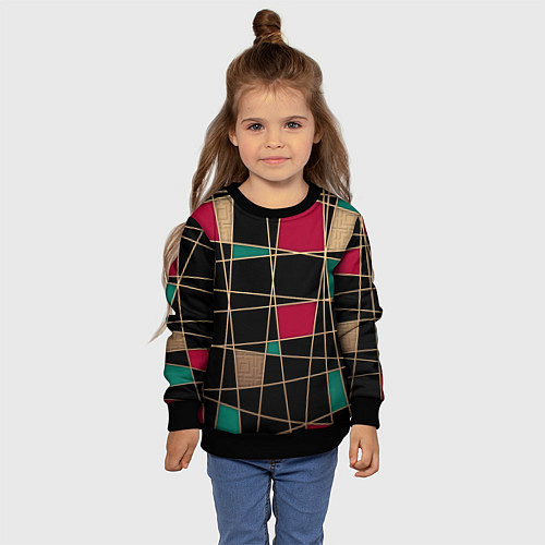 Детский свитшот Модный абстрактный узор / 3D-Черный – фото 4