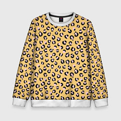 Свитшот детский Желтый леопардовый принт, цвет: 3D-белый