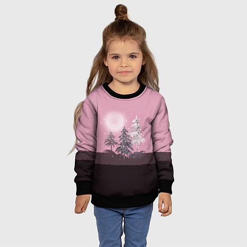 Детский свитшот Розовое сияние / 3D-Черный – фото 4