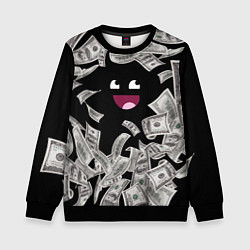 Свитшот детский Деньги и купюры смайл, цвет: 3D-черный