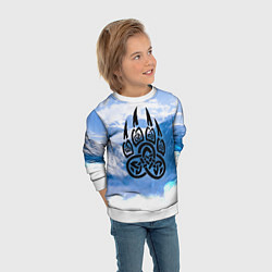 Свитшот детский Печать Велеса Волчья лапа, цвет: 3D-белый — фото 2