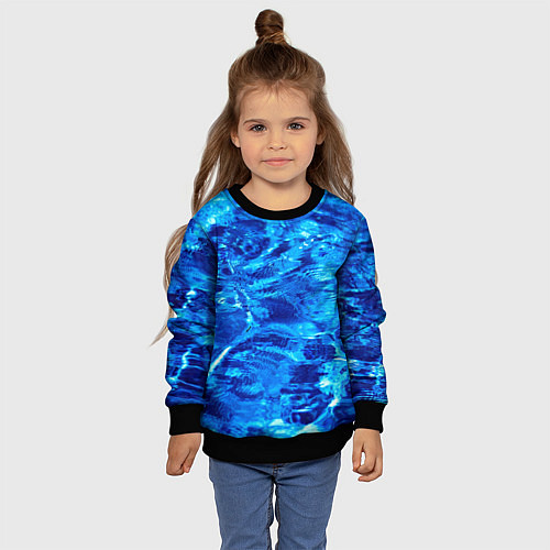 Детский свитшот Голубая Вода Текстура / 3D-Черный – фото 4