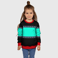 Свитшот детский Черно-бирюзовый узор, цвет: 3D-красный — фото 2