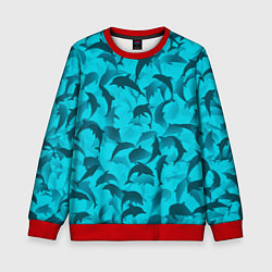 Детский свитшот Синий камуфляж с дельфинами