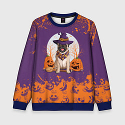 Свитшот детский Мопс на хэллоуин, цвет: 3D-синий