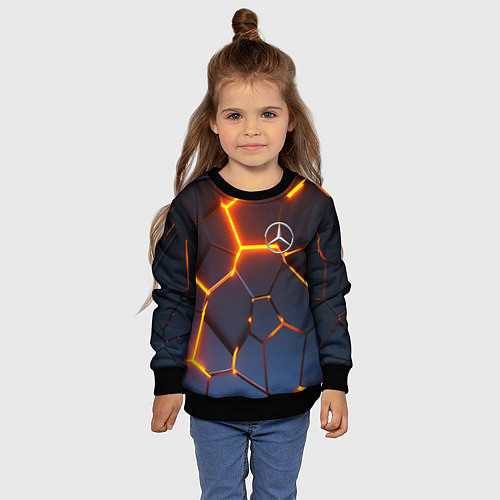 Детский свитшот MERCEDES-BENZ AMG 3D ГЕОМЕТРИЯ / 3D-Черный – фото 4