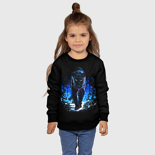 Детский свитшот Черная пантера пятна краски / 3D-Черный – фото 4