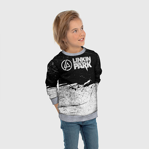 Детский свитшот Линкин Парк Лого Рок ЧБ Linkin Park Rock / 3D-Меланж – фото 3