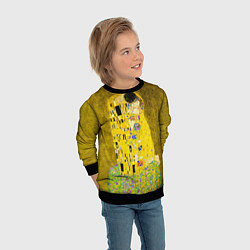 Свитшот детский Влюблённые поцелуй художник Климт, цвет: 3D-черный — фото 2