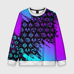 Детский свитшот GENSHIN NEON PATTERN SYMBOL НЕОН ЭМБЛЕМЫ