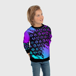 Свитшот детский GENSHIN NEON PATTERN SYMBOL НЕОН ЭМБЛЕМЫ, цвет: 3D-черный — фото 2