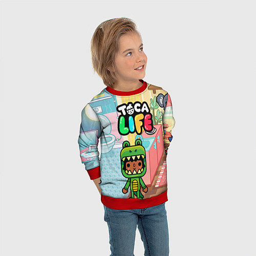 Детский свитшот Toca Life: Crocodile / 3D-Красный – фото 3