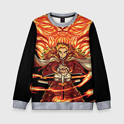 Свитшот детский Пламенный столб Ренгоку Кенджуро, цвет: 3D-меланж
